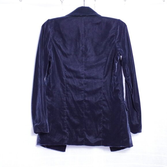 Open Edit Relaxed Velvet Blazer Navy Blue XXS - Picture 3 of 9